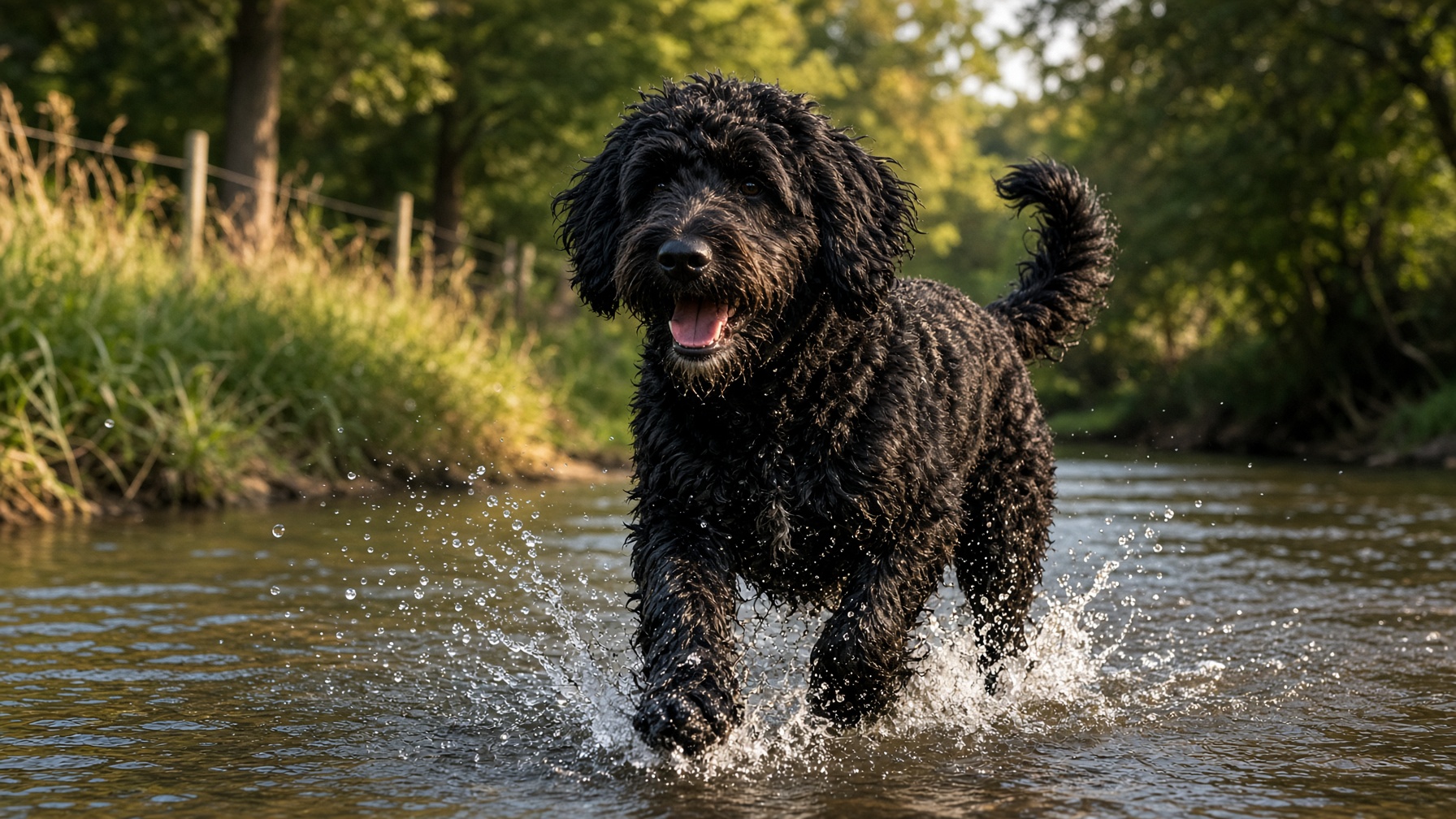 Giant schnoodle running through a farm creek