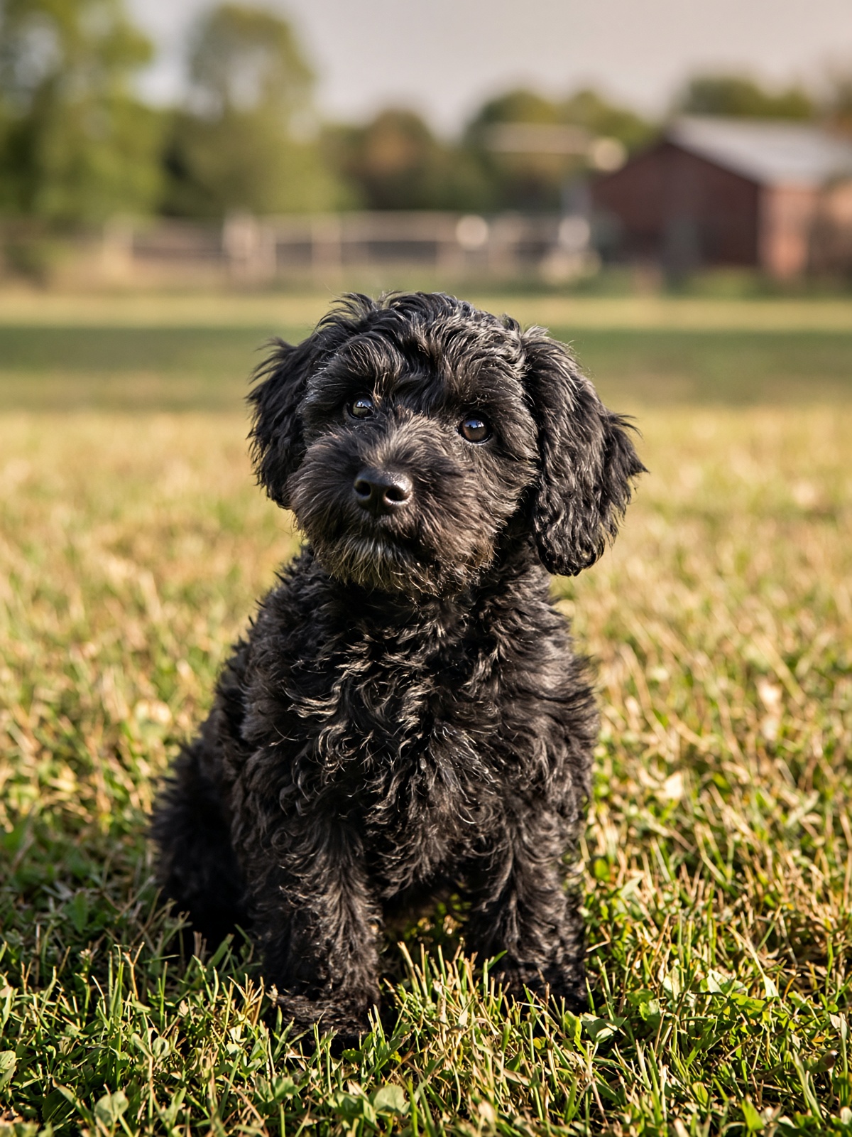 Miniature schnoodle in the grass