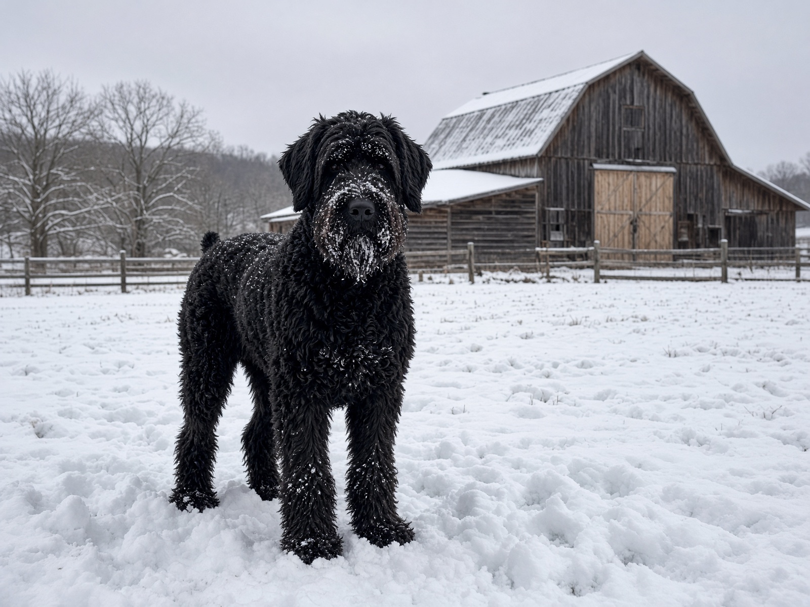 Giant schnoodle standing in snow